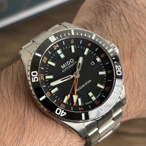 Mido Ocean Star GMT 44mm — Bisel de Cerámica — True GMT — Calibre 80 — Set Completo con Estuche